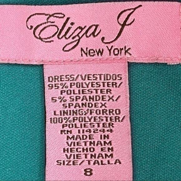 Eliza‎ J New York  Teal Empire Waist Batik Style Print Boho Dress NWOT Size 8 - Picture 10 of 12